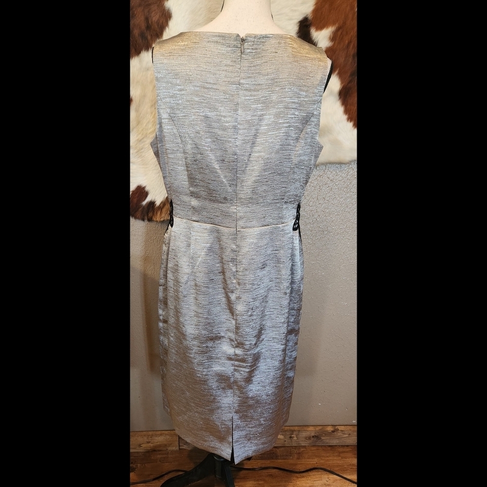 Evan Picone Silver and Black Sheath Midi Dress - Picture 5 of 9